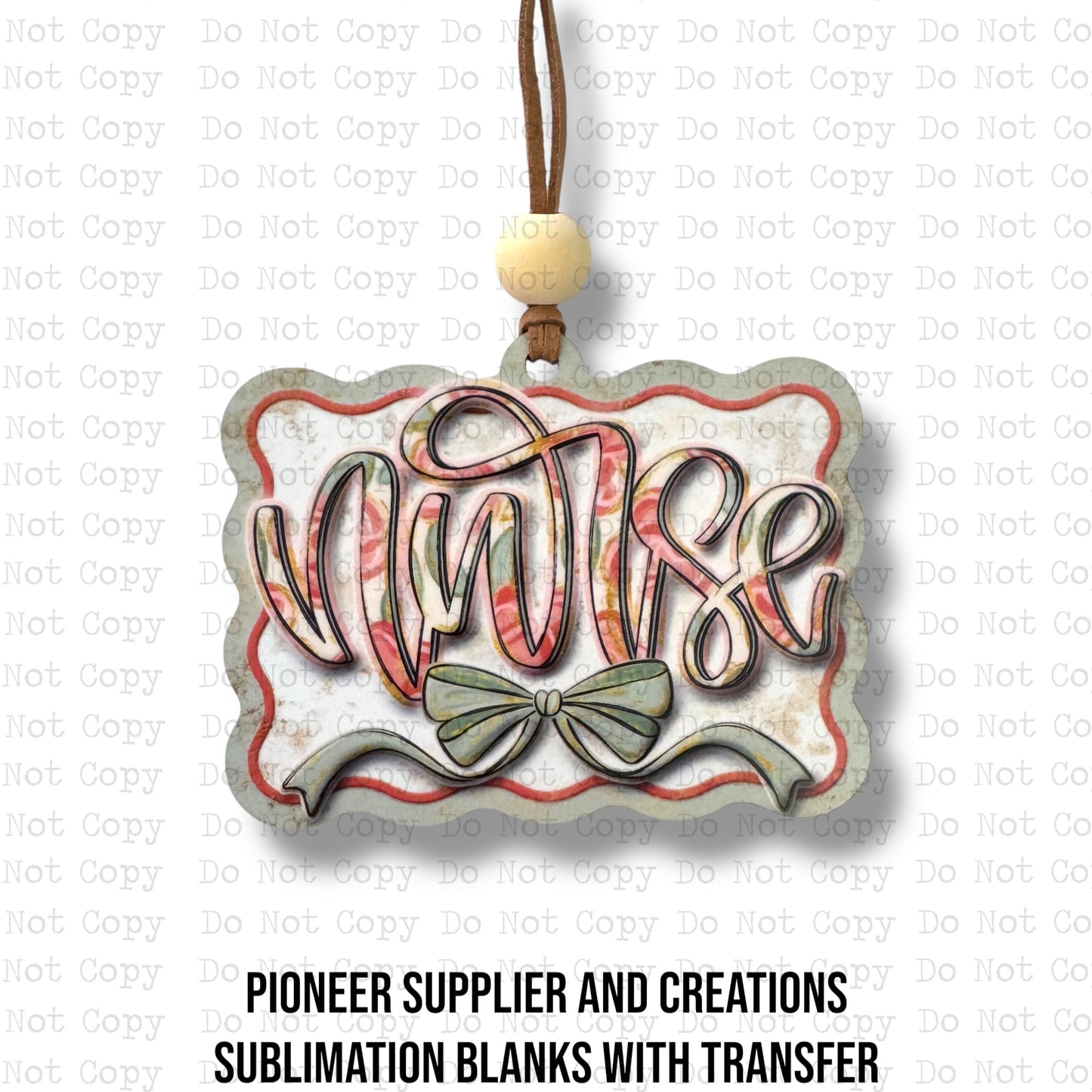 Nurse Painted Floral Car Charm Sublimation Blank