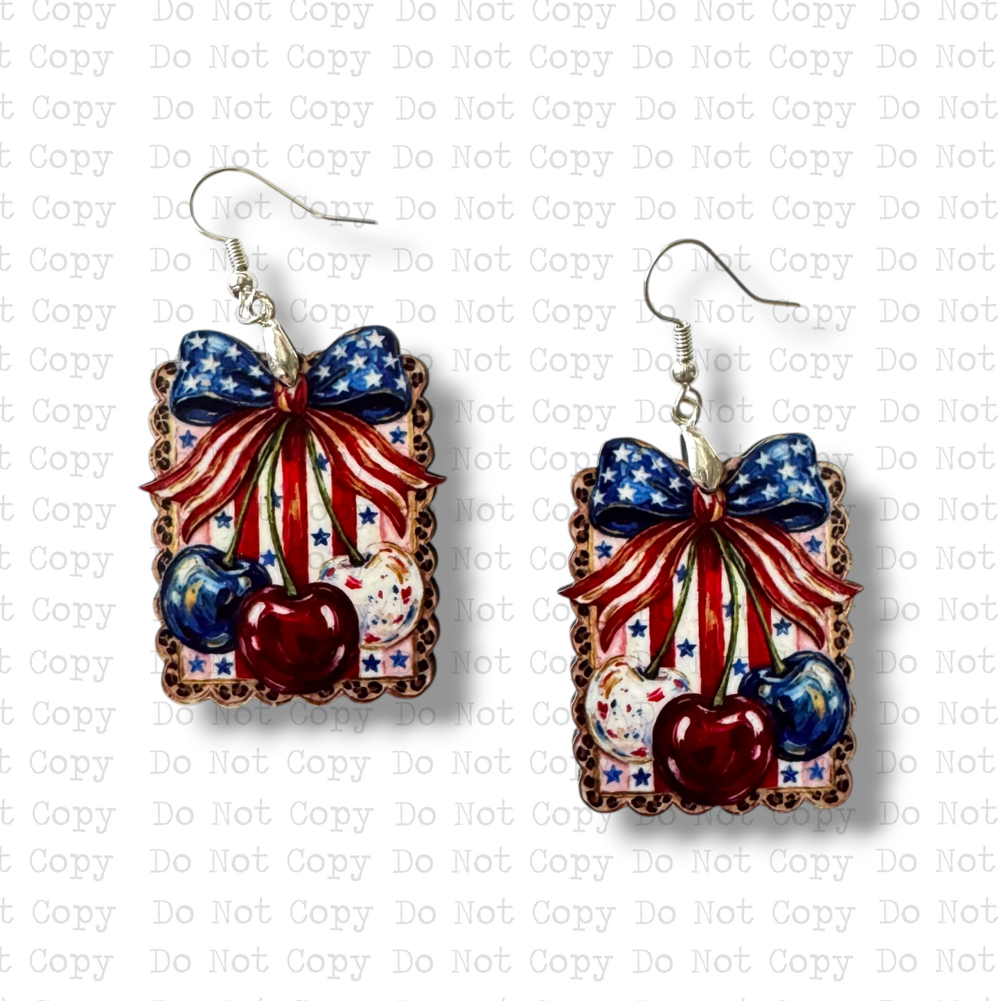 Patriotic Cherry Earring Sublimation Blank Kits