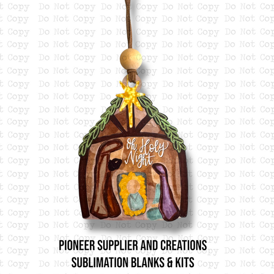 Oh Holy Night Manger Nativity Ornament Sublimation Blank