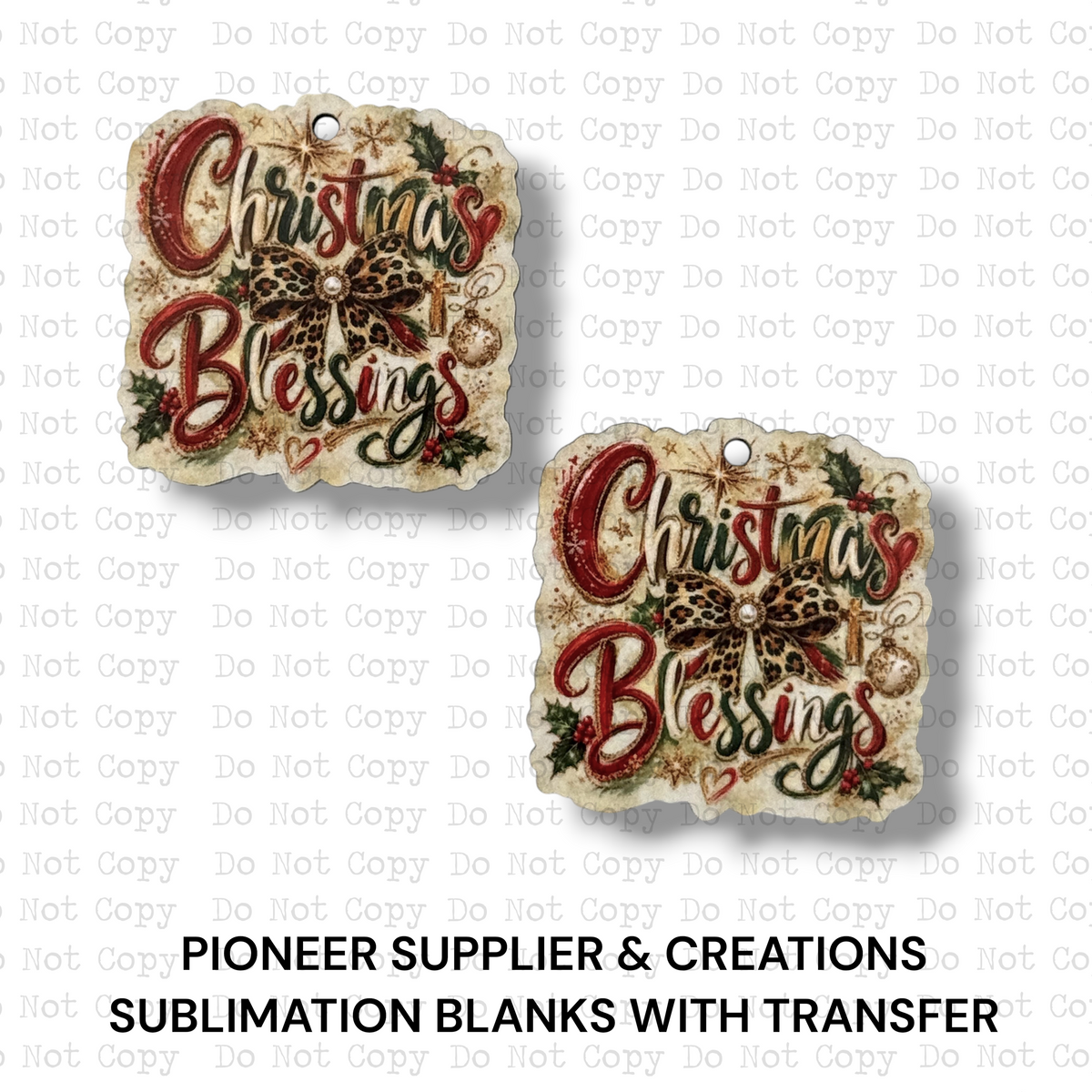 Christmas Blessings Mini Ornaments Sublimation Blank | Set of 2