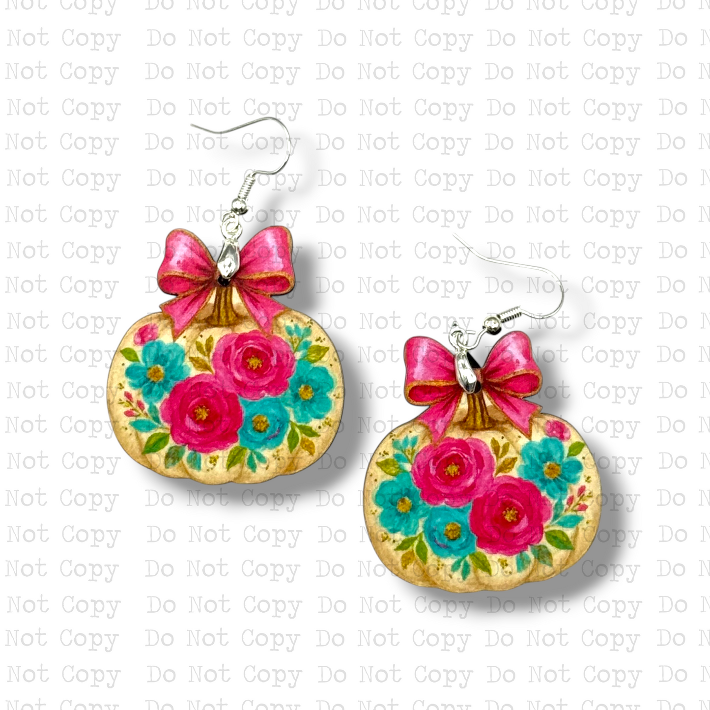 Preppy Pink Bow Pumpkin Earring Sublimation Blank Kit