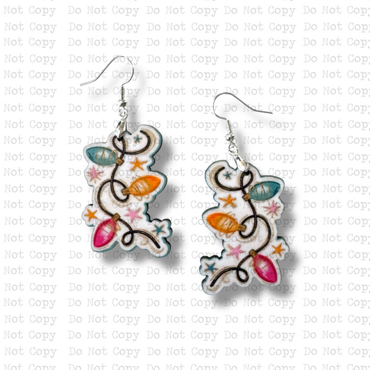 Glitter Christmas Lights Earring Sublimation Blank Kit