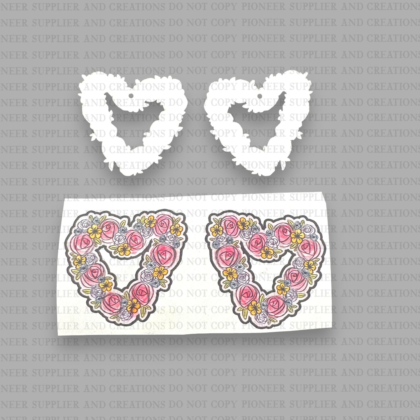 Floral Heart Earring Sublimation Blanks