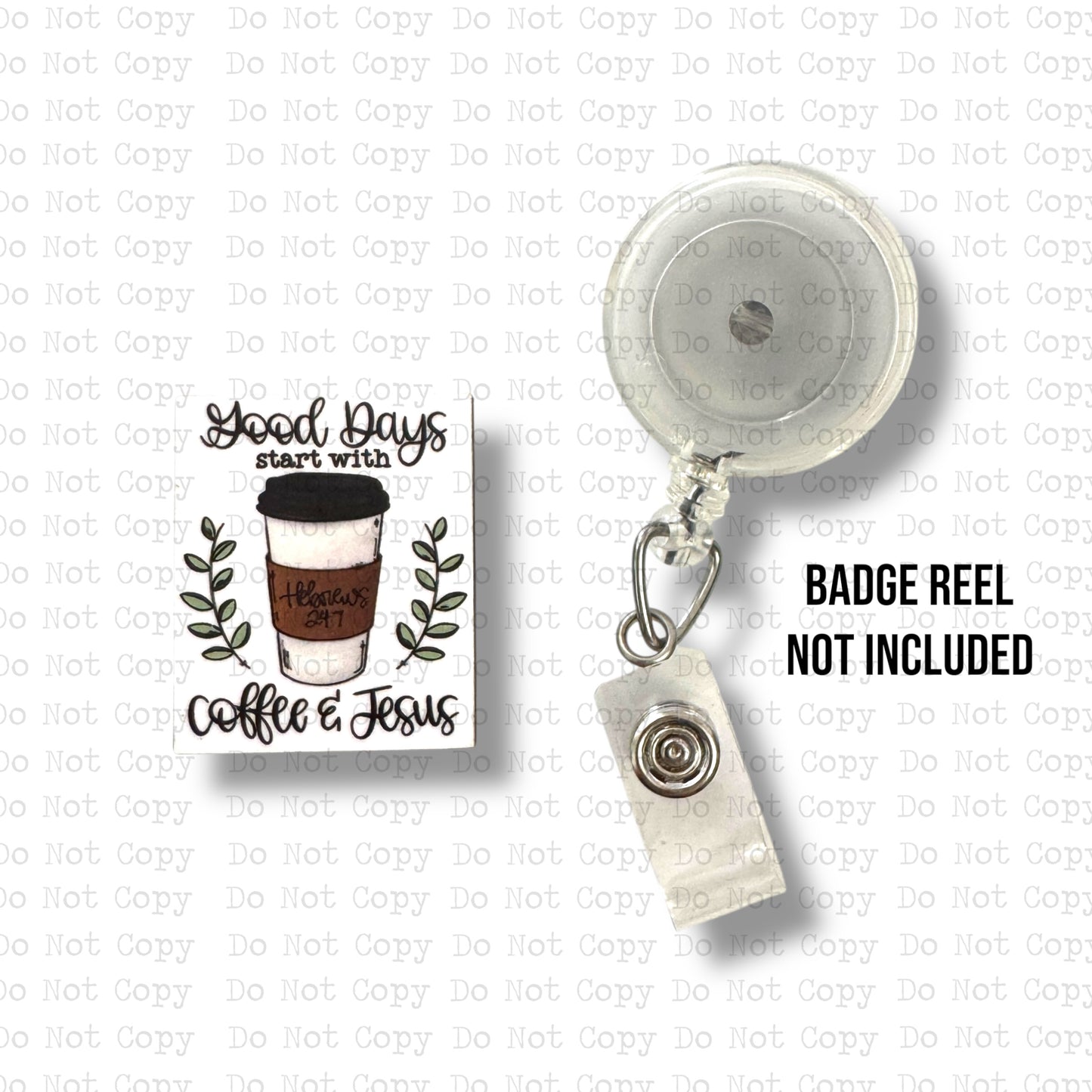 Coffee and Jesus Badge Reel Sublimation Blanks | Exclusive