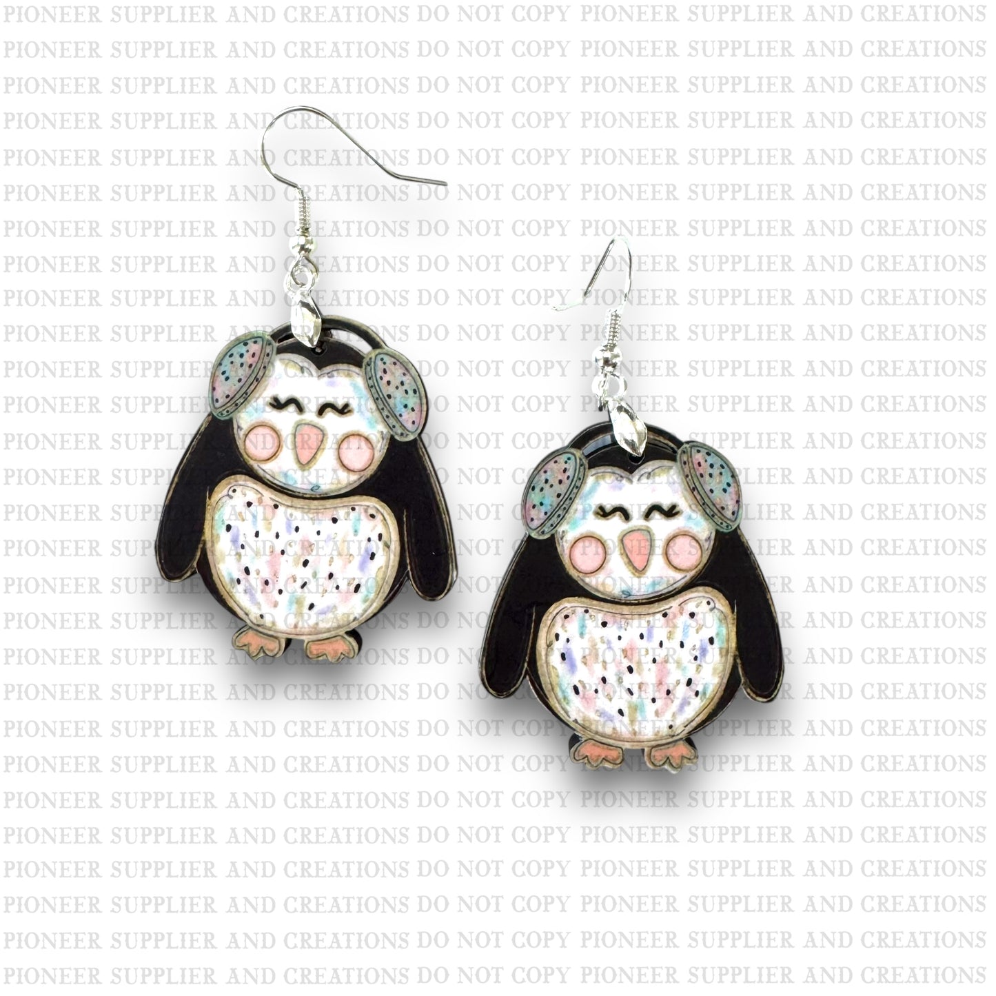 Pastel Penguin Earring Sublimation Blanks | Exclusive Pixel Pop