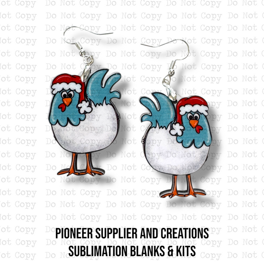 Santa Chicken Earring Sublimation Blank Kit