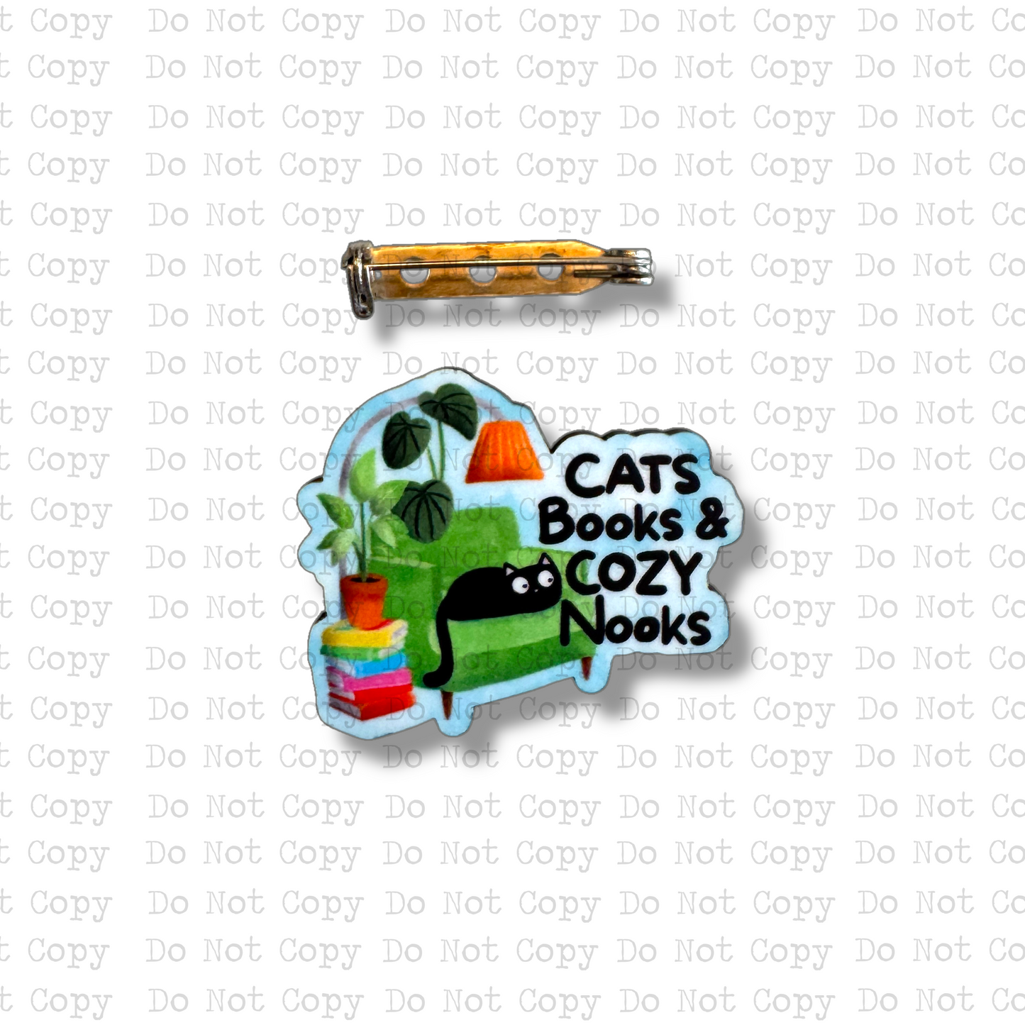 Cats Books and Cozy Nooks Lapel Pin Sublimation Blank Kit | Set of 2
