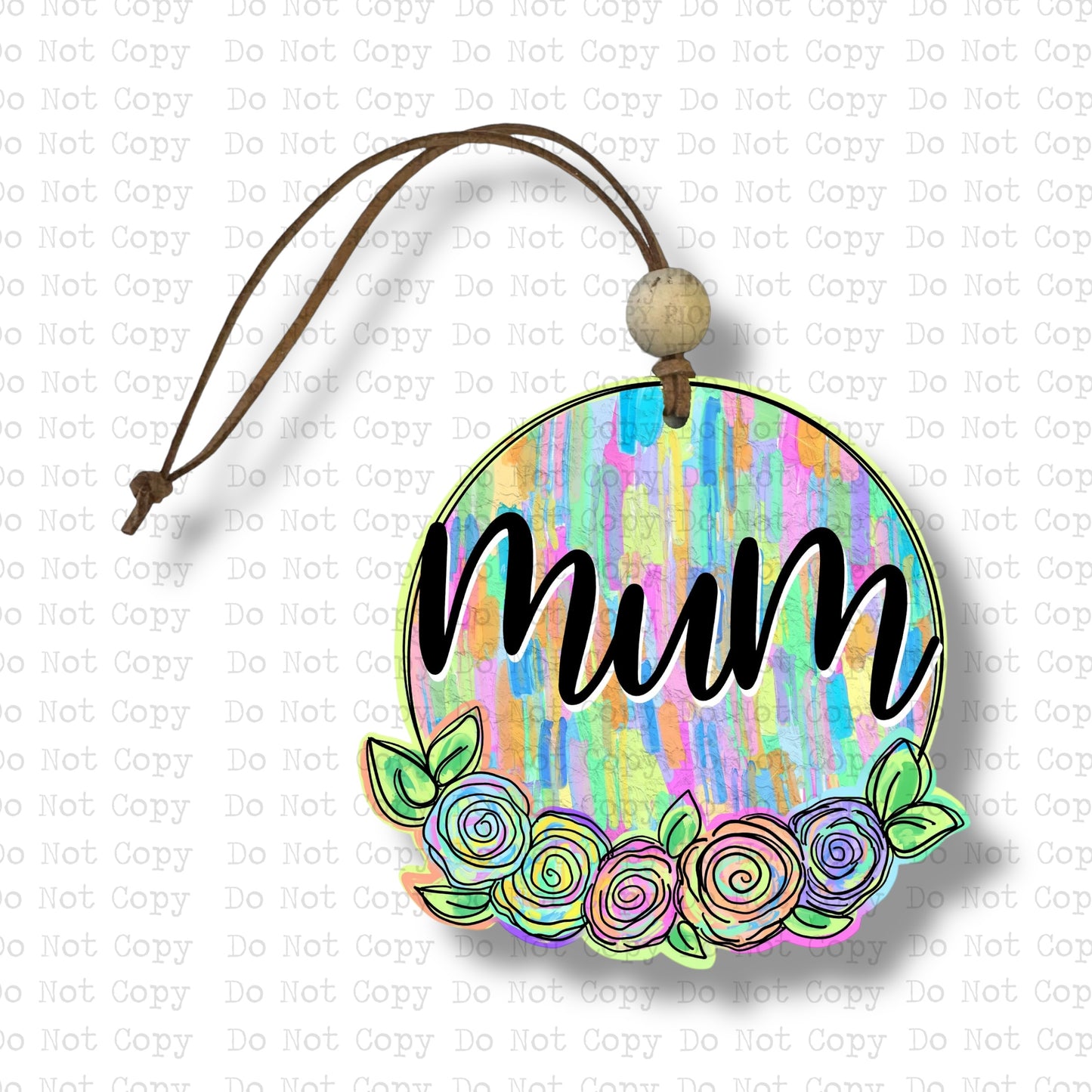 Mum Textured Flowers Car Charm Sublimation Blank