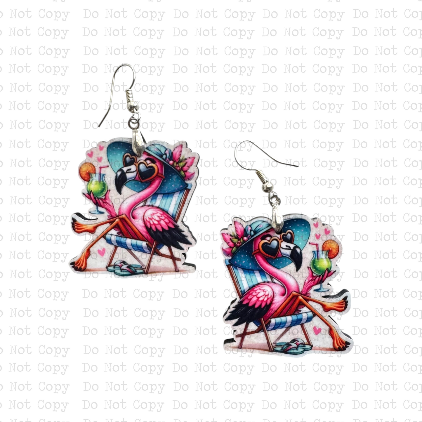 Sunbathing Flamingo Earring Sublimation Blank Kit