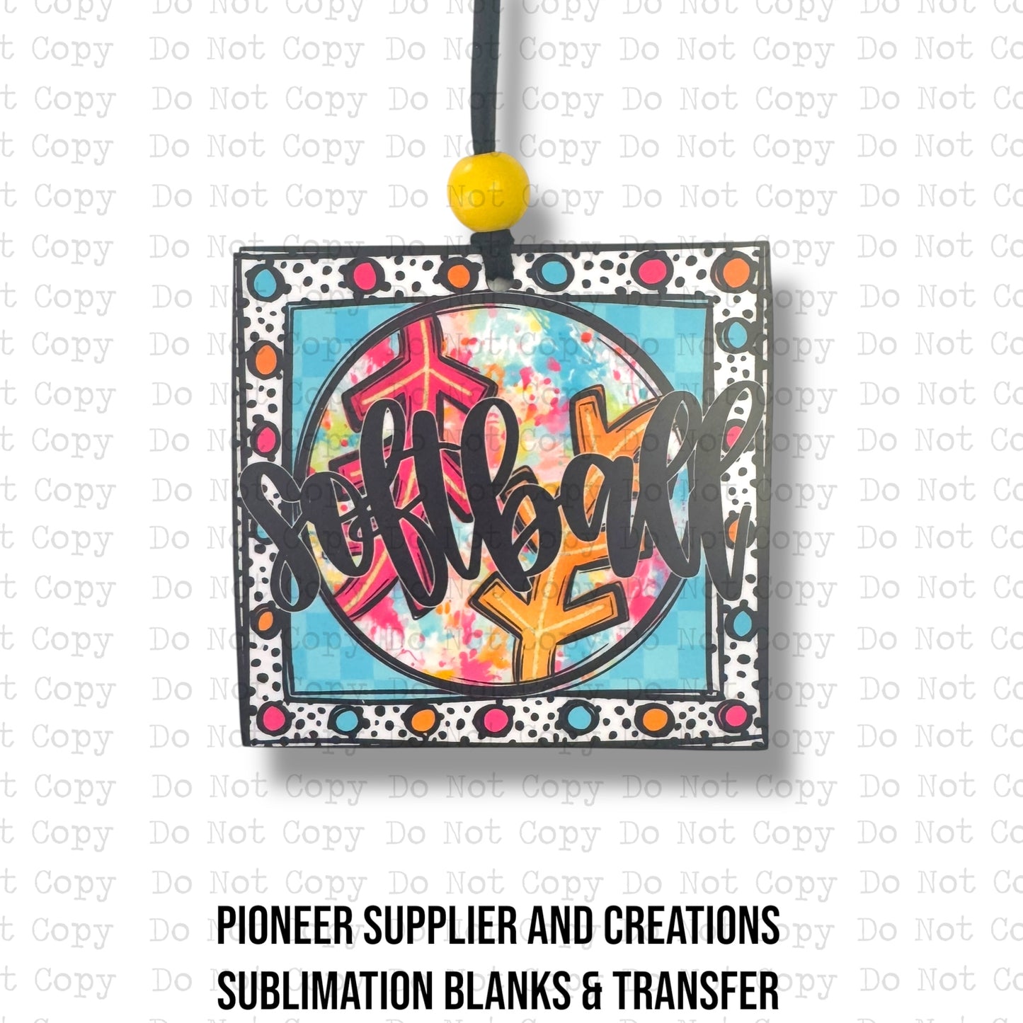 Happy Chaos Softball Car Charm Sublimation Blank