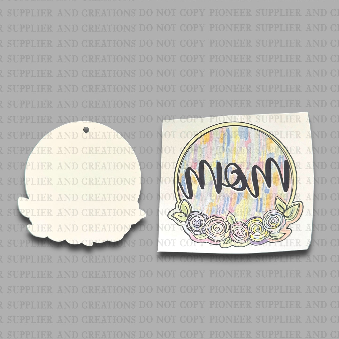 Mom Textured Flowers Car Charm Sublimation Blank