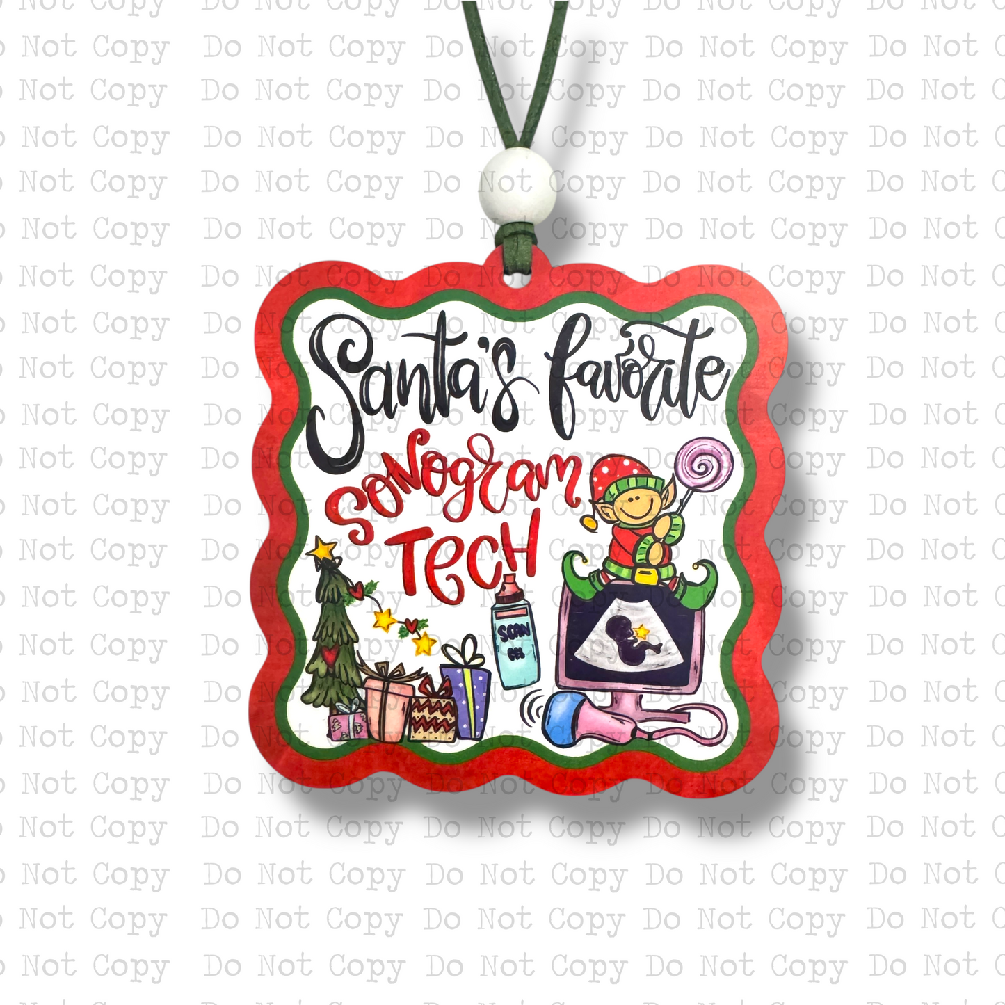 Santa's Favorite Sonogram Tech Ornament Sublimation Blank | AAS