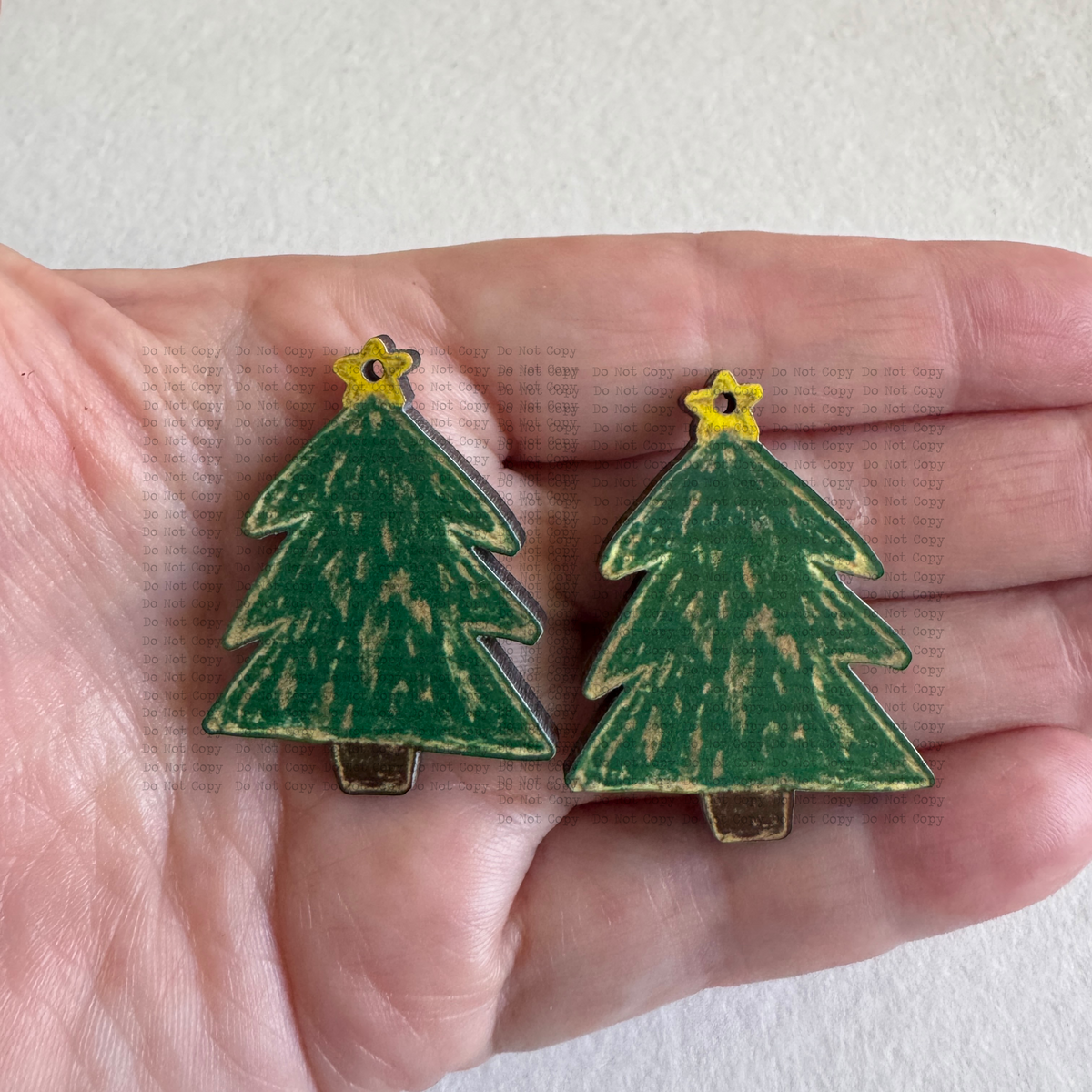 Golden Christmas Tree Earring Sublimation Blanks | ARA