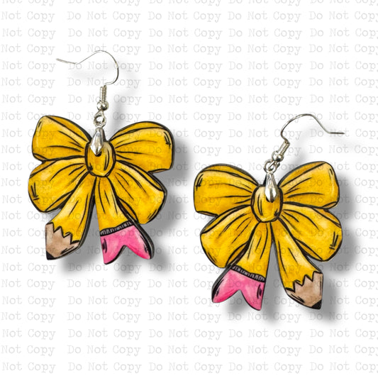 Pencil Bow Earring Sublimation Blank | Exclusive Alicia Ray Art