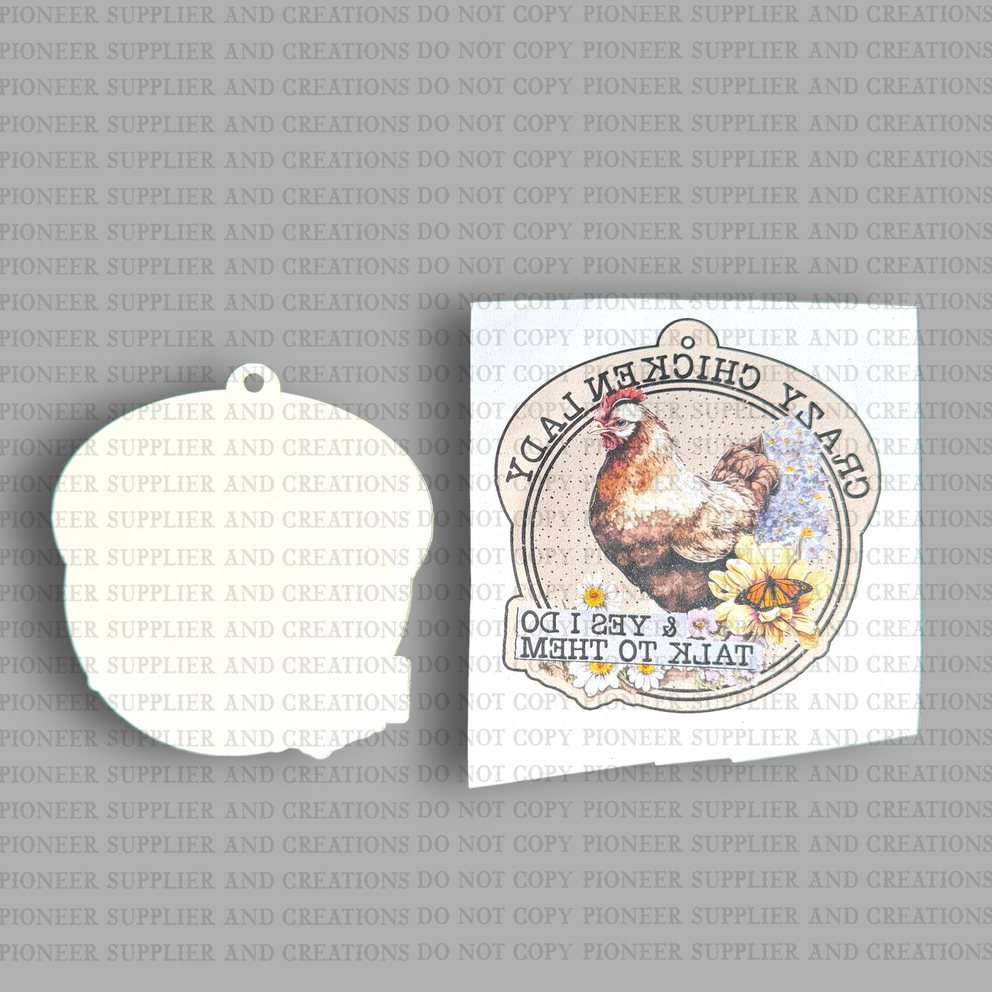 Crazy Chicken Lady Car Charm Sublimation Blank
