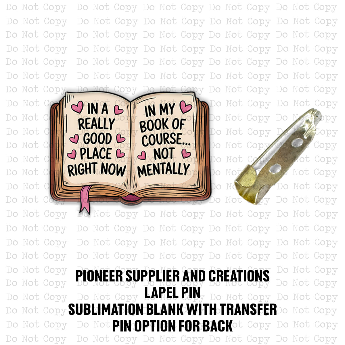 Good Place Book Lapel Pin Sublimation Blank Kit