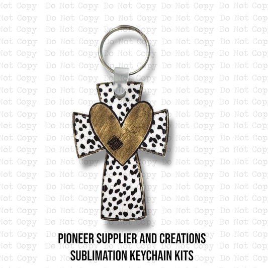 Black and Gold Cross Keychain Sublimation Blank Kit