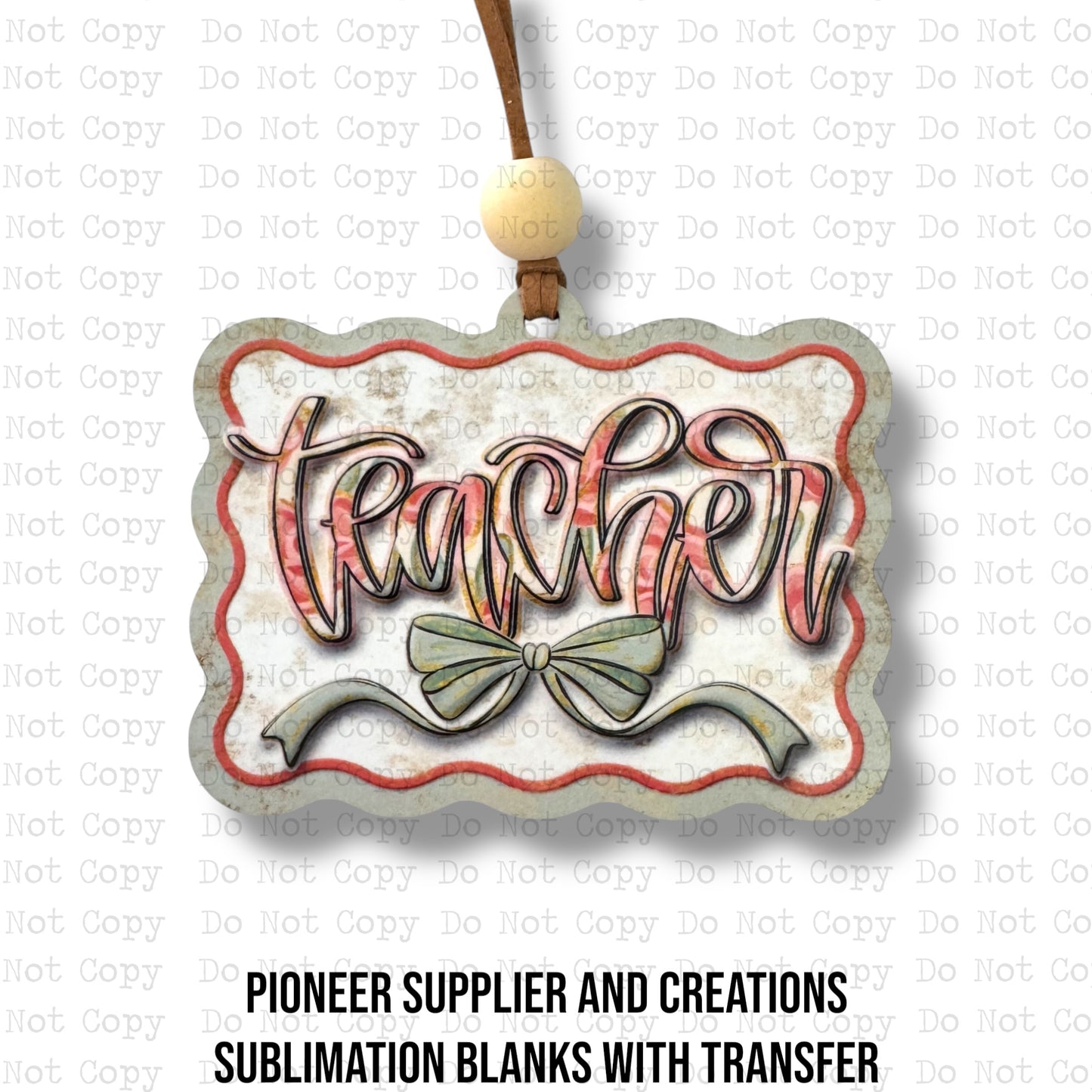 Teacher Painted Floral Car Charm Sublimation Blank