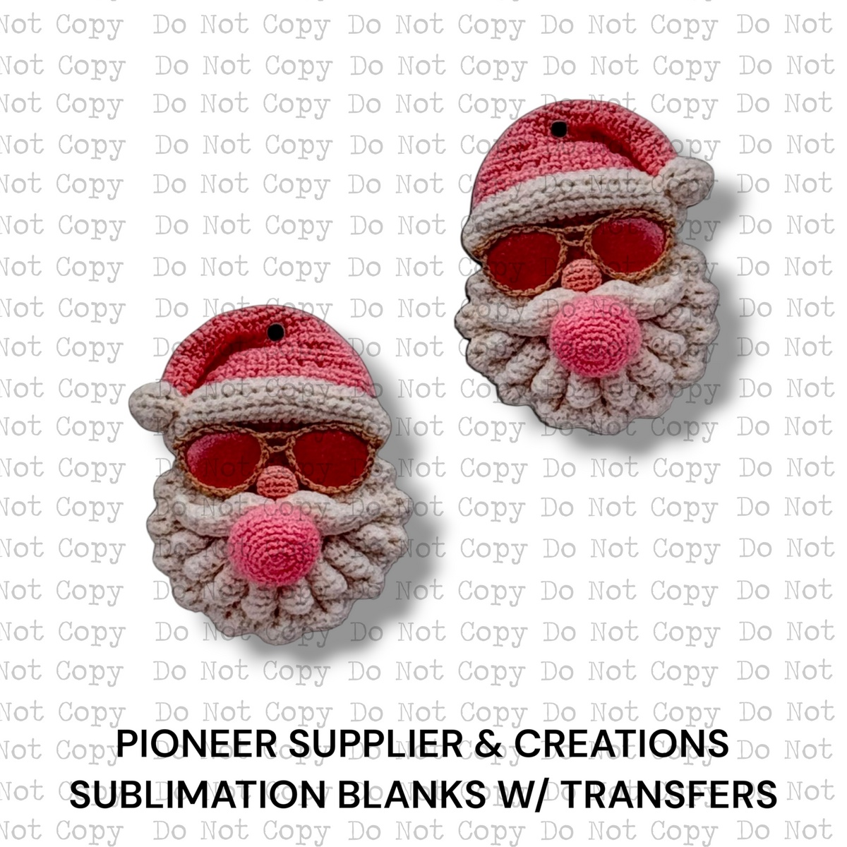 Bubblegum Shades Santa Earring Sublimation Blanks