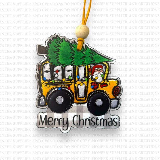 Christmas School Bus Ornament Sublimation Blank