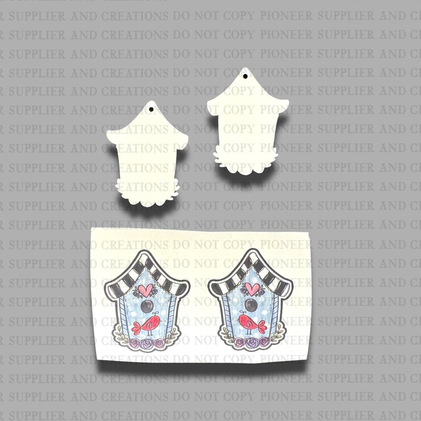 Spring Birdhouse Earring Sublimation Blanks | Exclusive Alicia Ray Art