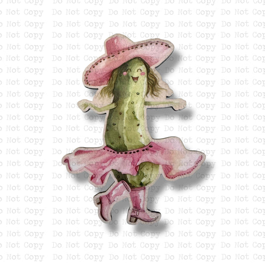Dancing Cowgirl Pickle Lapel Pin Sublimation Blank | Exclusive