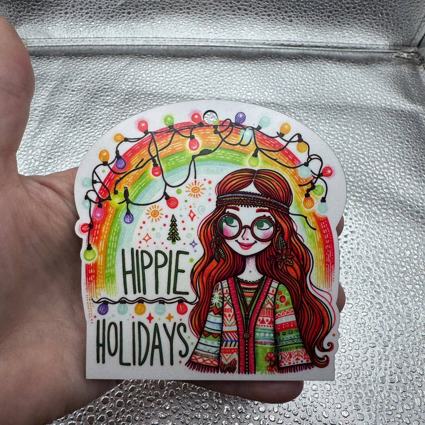 Hippie Christmas Ornament Pressed Blank