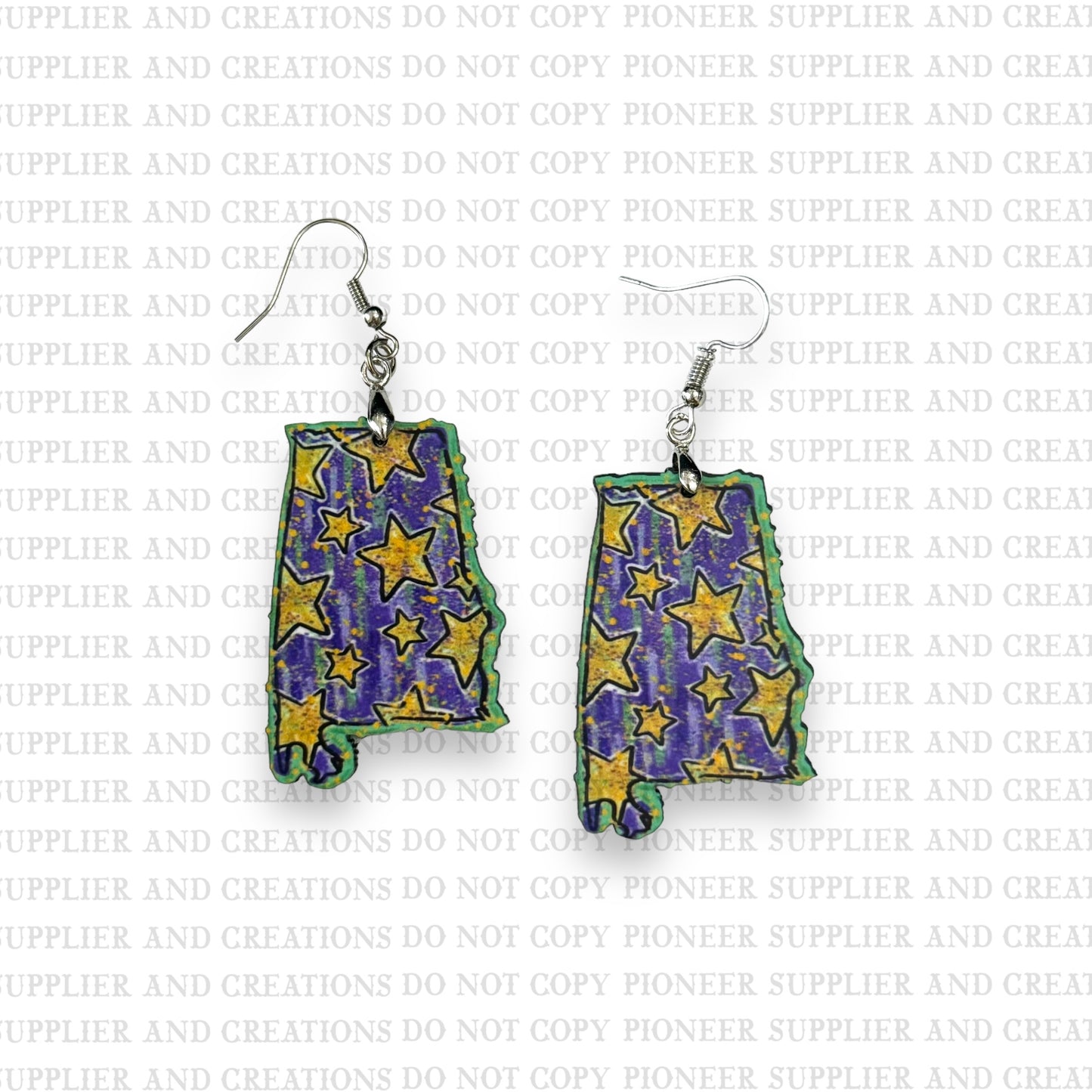 Alabama Mardi Stars Earring Sublimation Blanks | Exclusive Pixel Pop