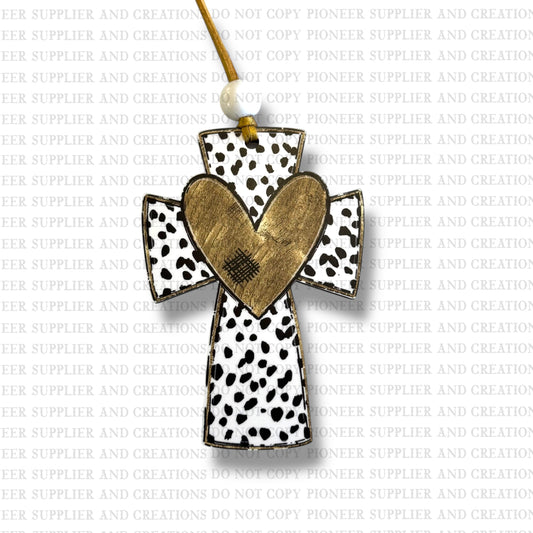 Black and Gold Cross Car Charm Sublimation Blank