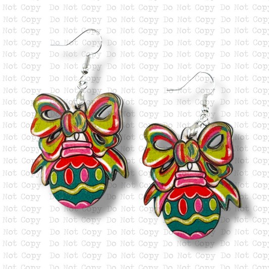 Festive Bow Pink Globe Earring Sublimation Blank Kit