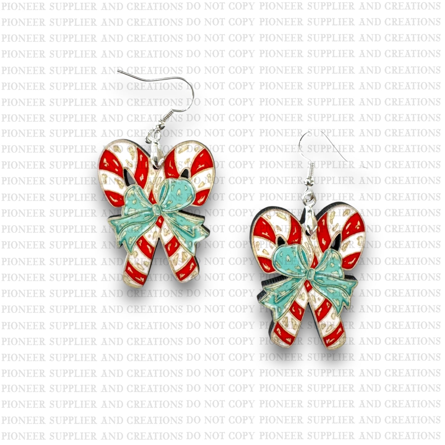Red Crossed Candy Cane Earring Sublimation Blanks | Exclusive Pixel Pop