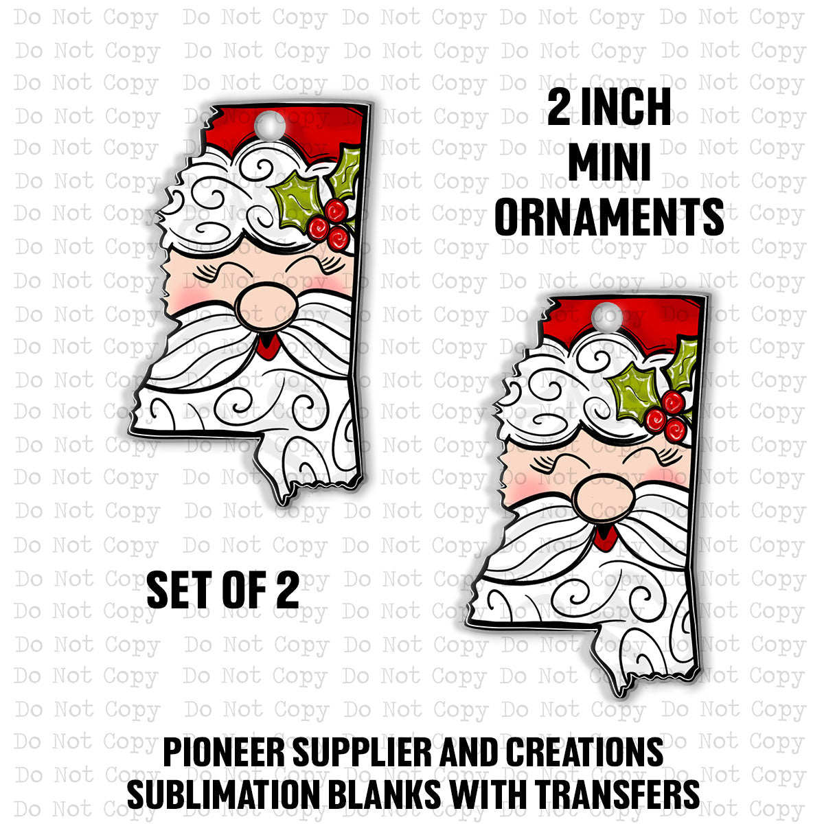 Jolly Santa Mini Ornaments Sublimation Blank | Set of 2