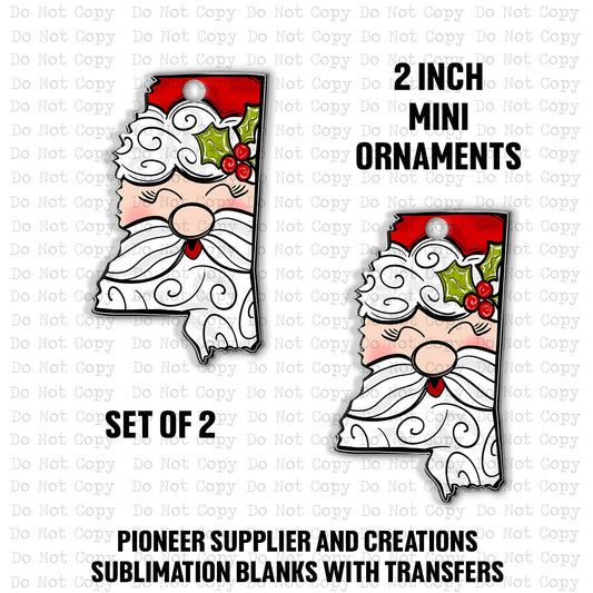 Jolly Santa Mini Ornaments Sublimation Blank | Set of 2