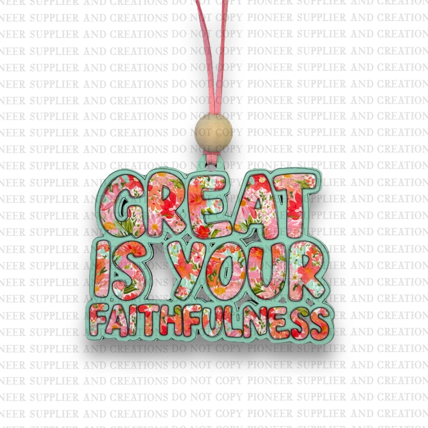 Great Is Your Faithfulness Car Charm Sublimation Blank | Exclusive Pixel Pop