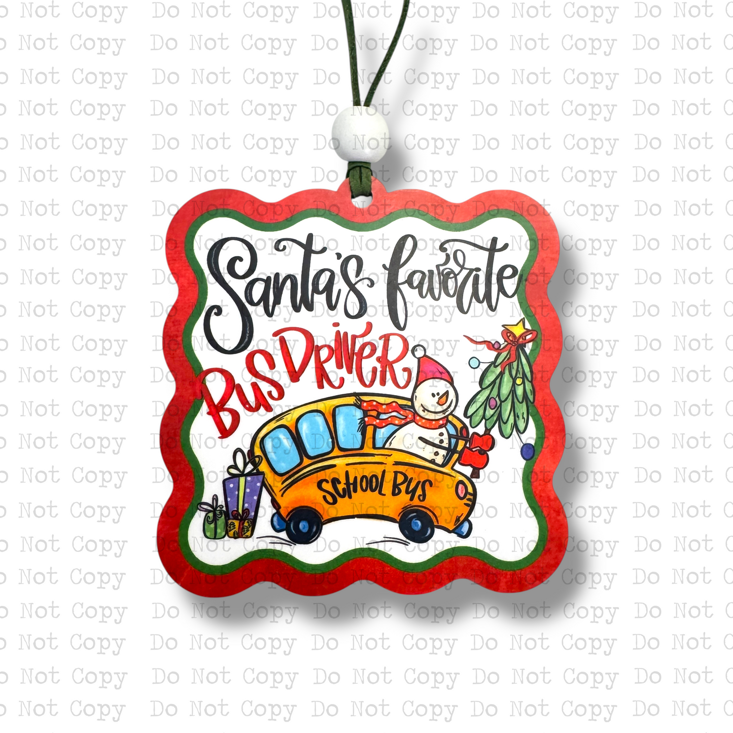 Santa's Favorite Bus Driver Ornament Sublimation Blank