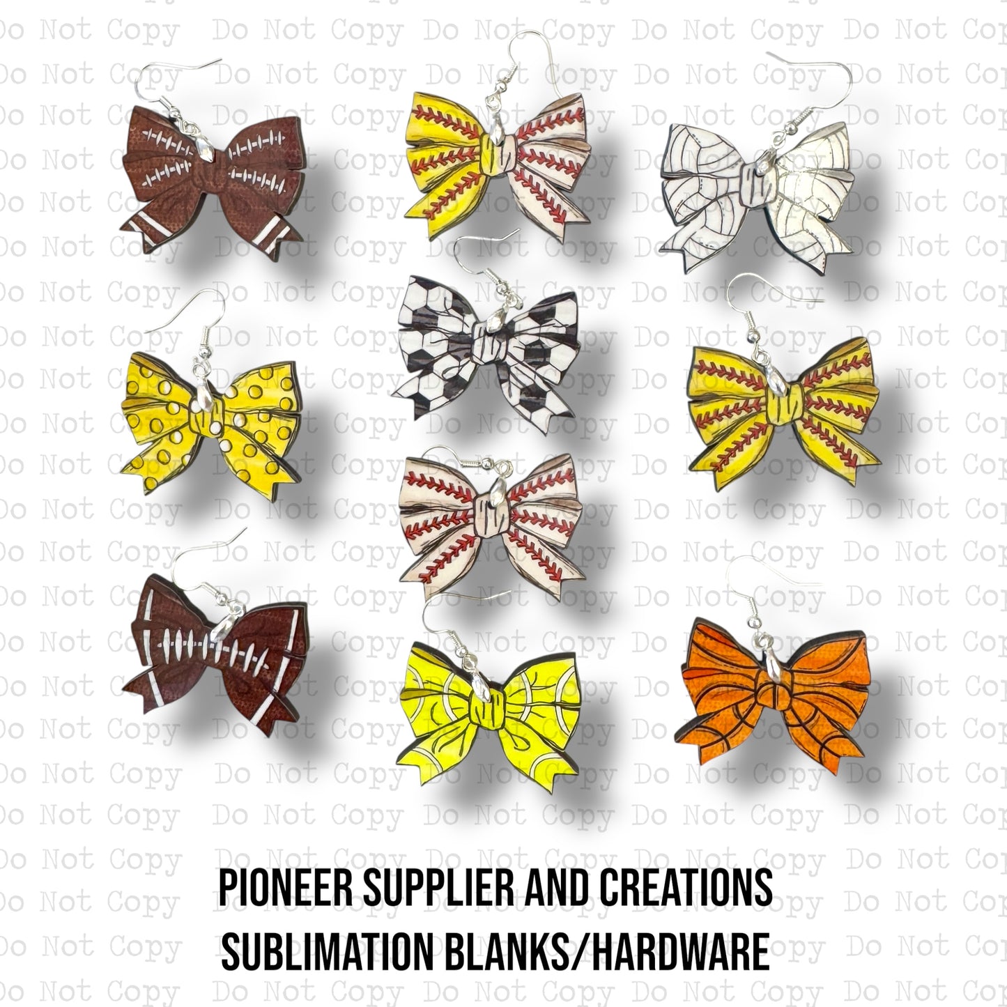 Sports Bow Earring Sublimation Blanks | Exclusive Monogram Moments