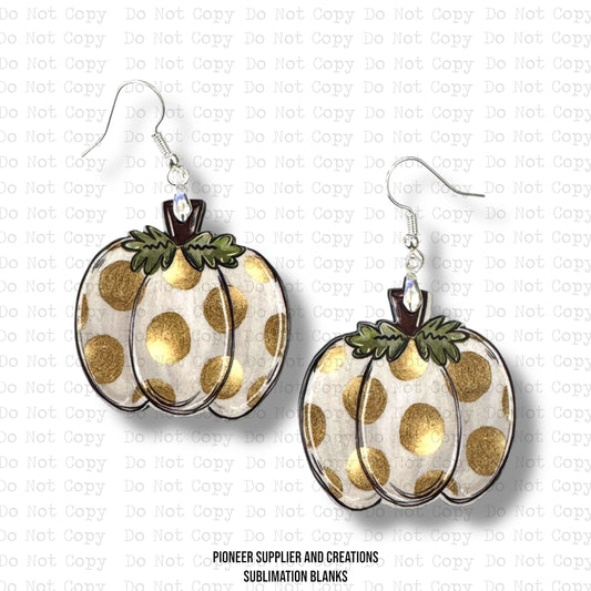 Golden Dot Pumpkin Earring Sublimation Blanks