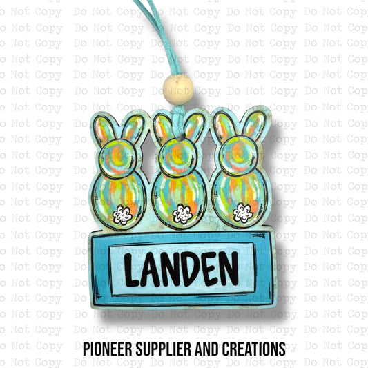 Boy Bunny Name Plate Bag Tag Sublimation Blanks | Exclusive Alicia Ray Art