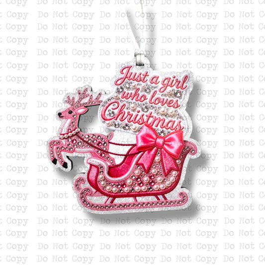 Just A Girl Christmas Ornament Sublimation Blank