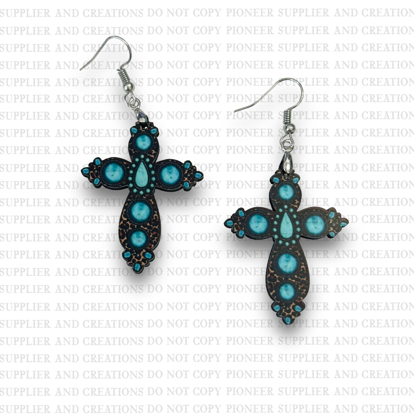 Gemstone Leopard Cross Earring Sublimation Blank Kit | Exclusive
