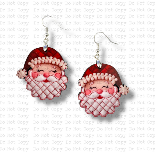 Patchwork Santa Earring Sublimation Blank Kit