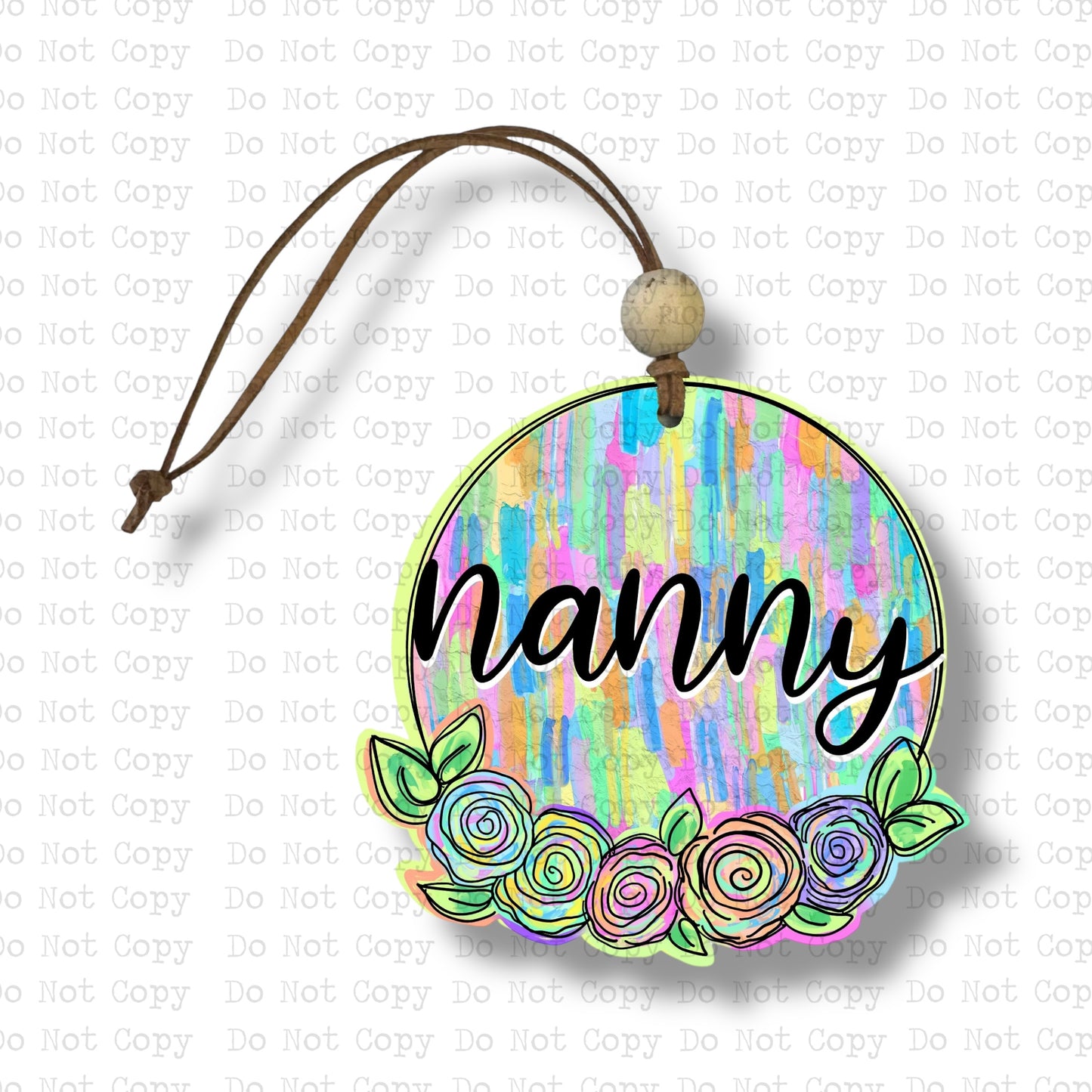 Nanny Textured Flowers Car Charm Sublimation Blank