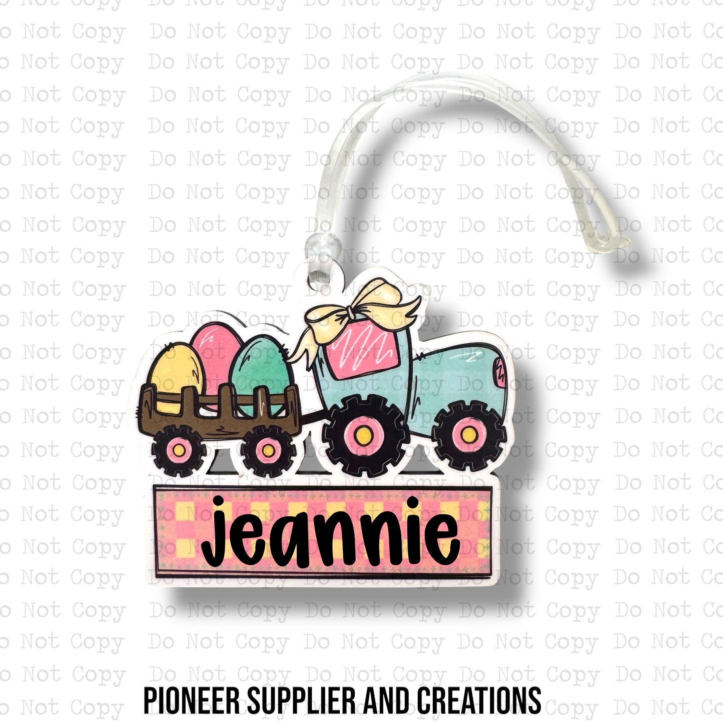 Easter Tractor Girl Bag Tag Sublimation Blanks | Exclusive SPS