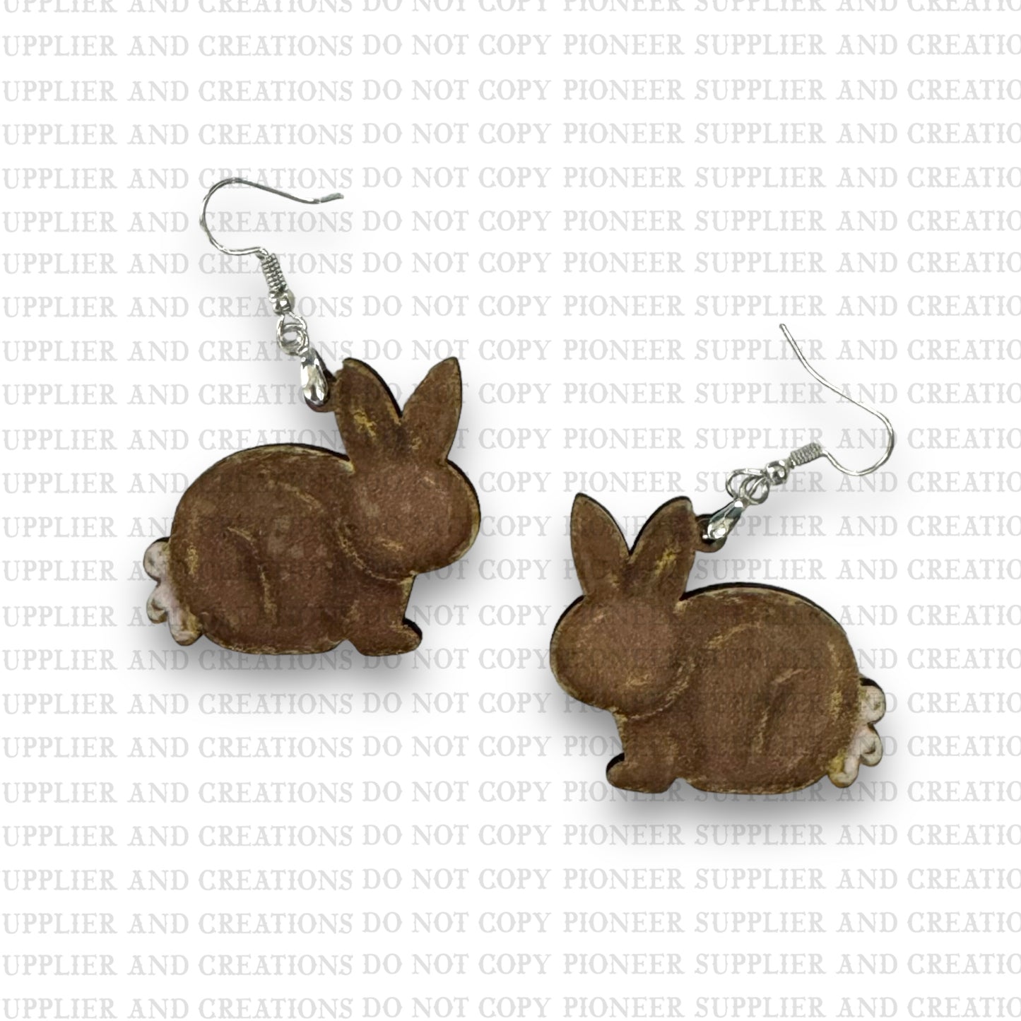 Hand Drawn Brown Bunny Earring Sublimation Blanks | Exclusive Alicia Ray Art