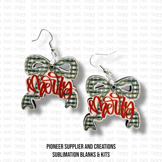 Merry Bow Earring Sublimation Blank Kit