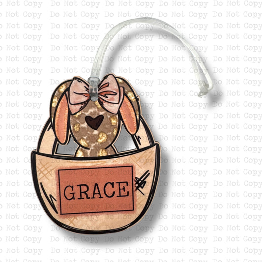 Bunny In Easter Basket Girl Tag Sublimation Blanks | Exclusive SPS