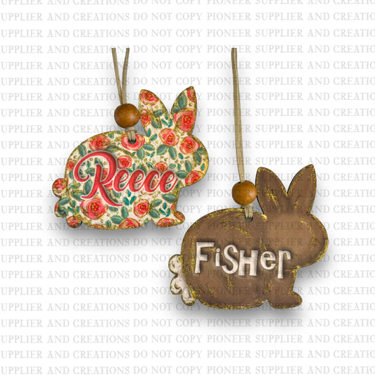 Hand Drawn Bunny Bag Tag Sublimation Blank | Exclusive Alicia Ray Art