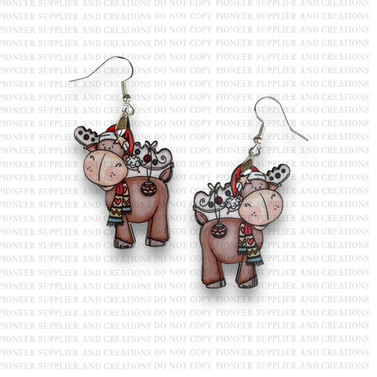 Christmas Moose Earring Sublimation Blank Kit | Exclusive