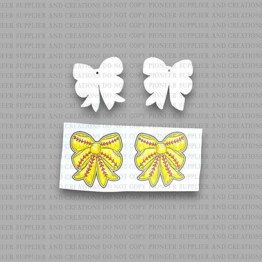 Softball Bow Earring Sublimation Blanks | ARA