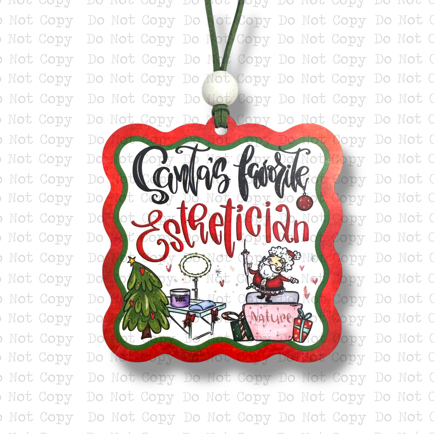 Santa's Favorite Esthetician Ornament Sublimation Blank | AAS